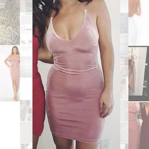 Morning Mist Blush Velvet Bodycon Dress